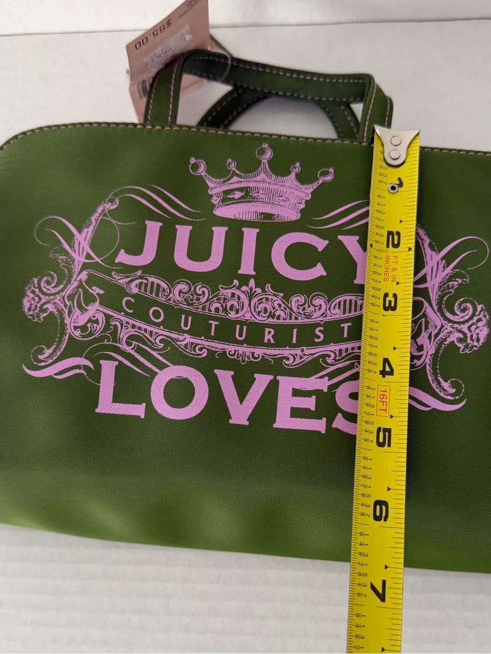 Y2K Juicy Couture Loves Cosmetic Bag Pouch Green Pink